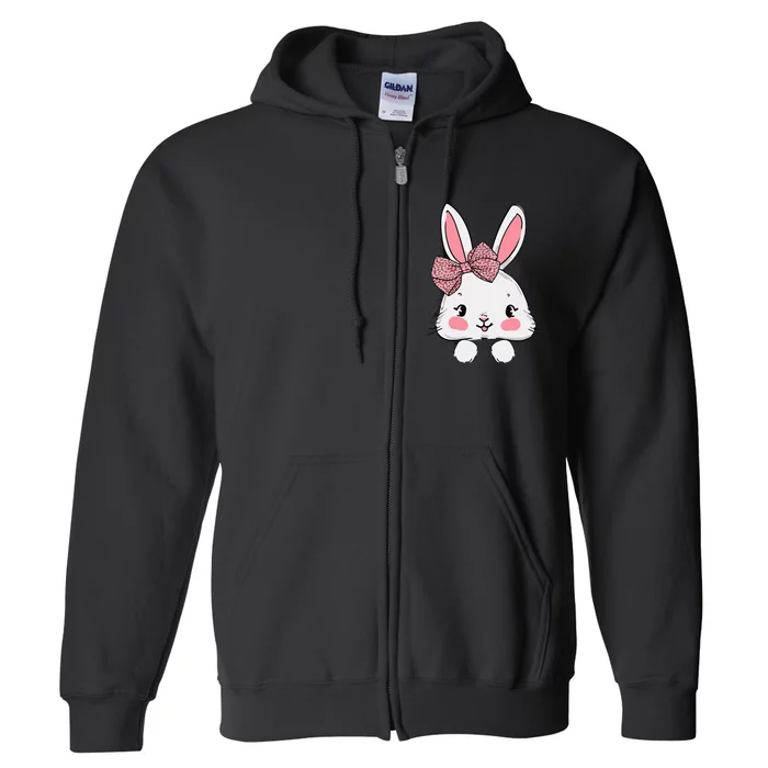 Leopard Bow Tie Easter Day Easter Bunny Full Zip Hoodie