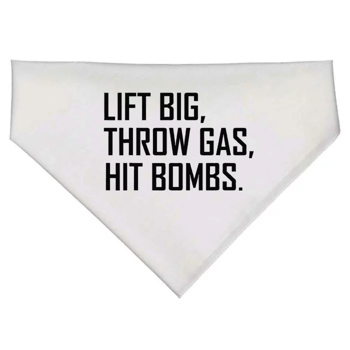 Lift Big Throw Gas Hit Bombs USA-Made Doggie Bandana