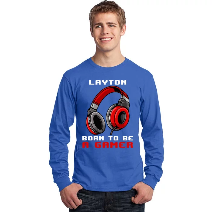 Layton Born To Be A Gamer Personalized Gift Tall Long Sleeve T-Shirt