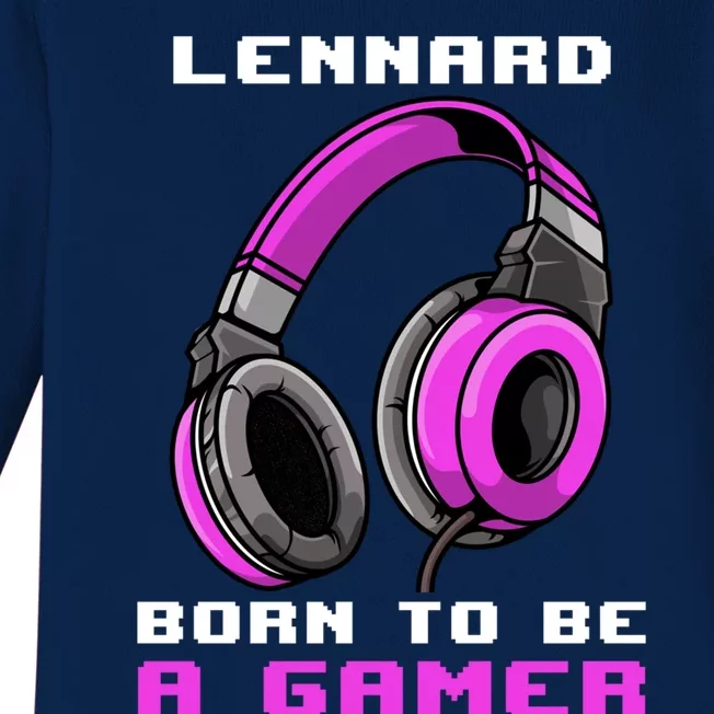 Lennard Born To Be A Gamer Personalized Gift Baby Long Sleeve Bodysuit