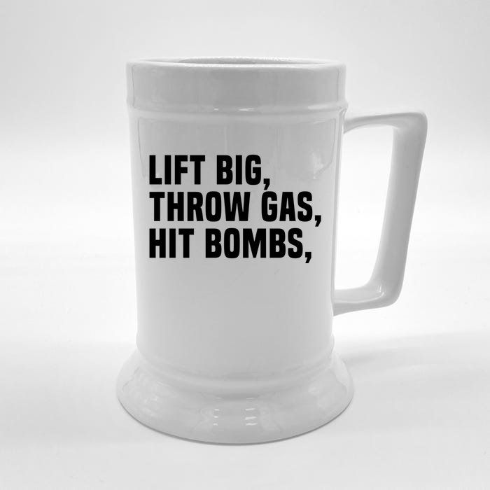 Lift Big Throw Gas Hit Bombs Front & Back Beer Stein