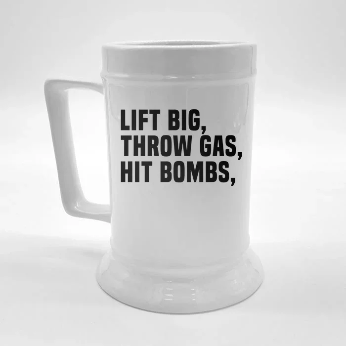 Lift Big Throw Gas Hit Bombs Front & Back Beer Stein