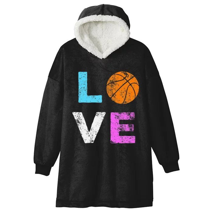 Love Basketball Team Fan Gift Hooded Wearable Blanket