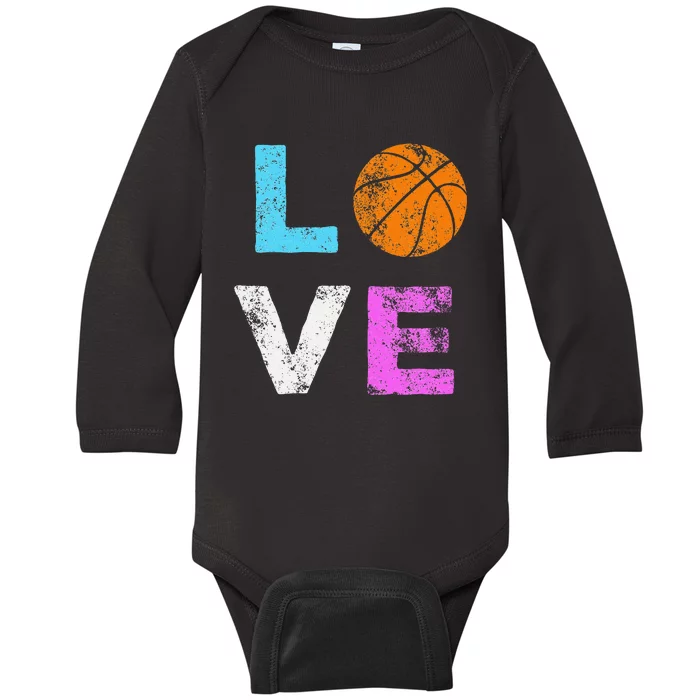 Love Basketball Team Fan Gift Baby Long Sleeve Bodysuit