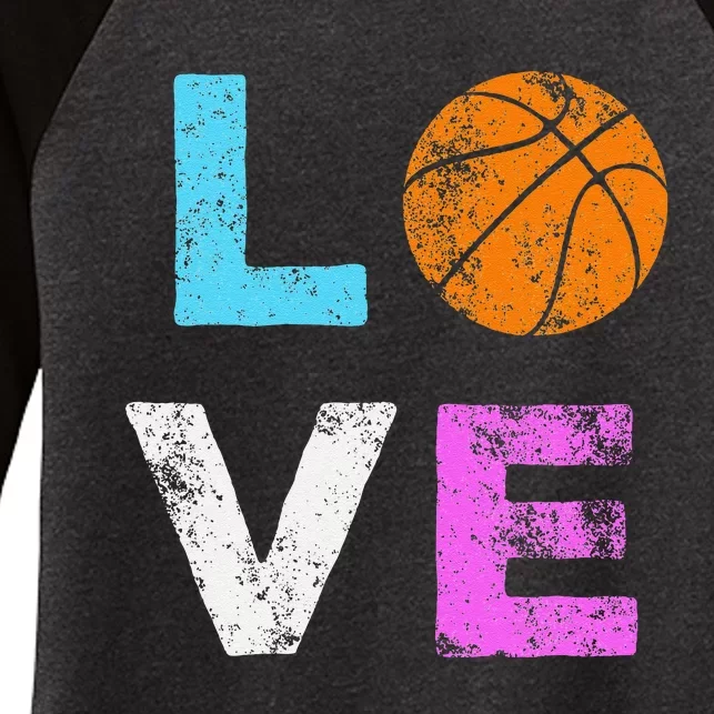 Love Basketball Team Fan Gift Women's Tri-Blend 3/4-Sleeve Raglan Shirt