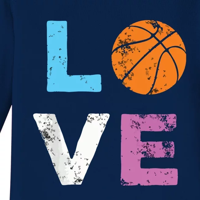 Love Basketball Team Fan Gift Baby Long Sleeve Bodysuit