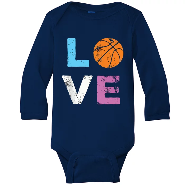 Love Basketball Team Fan Gift Baby Long Sleeve Bodysuit