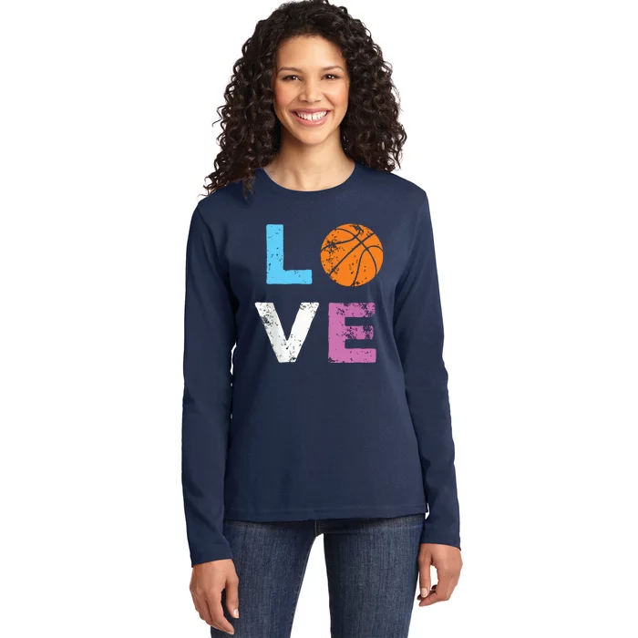 Love Basketball Team Fan Gift Ladies Long Sleeve Shirt