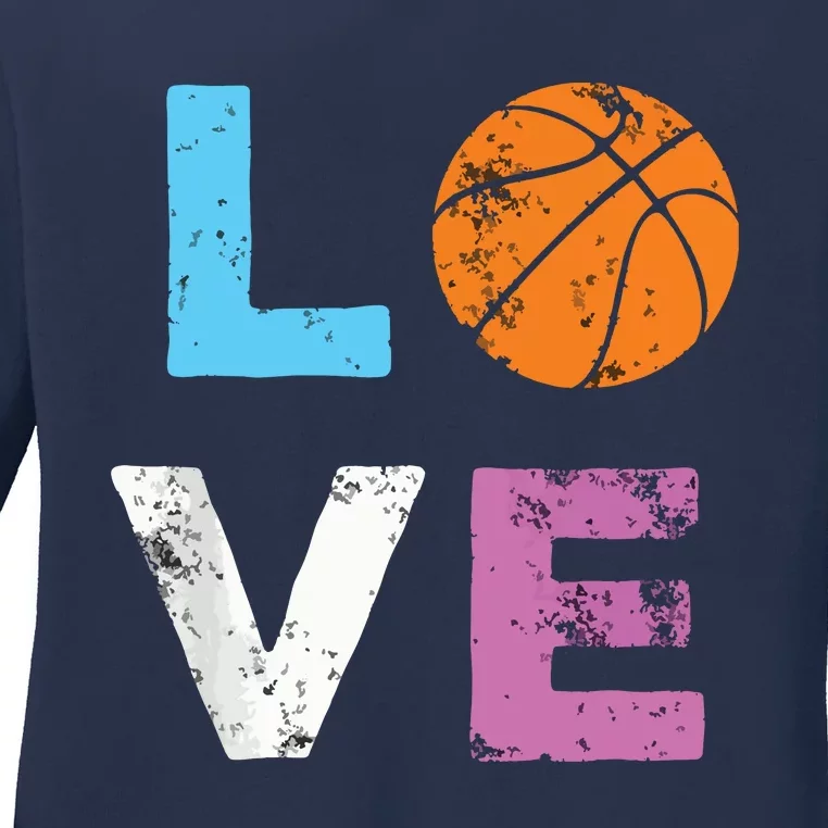 Love Basketball Team Fan Gift Ladies Long Sleeve Shirt