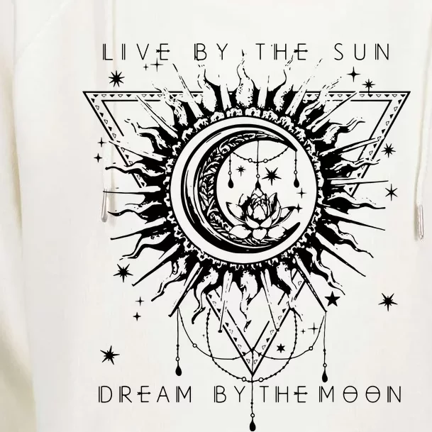 Live By The Sun Dream By The Moon Boho Graphic Womens Funnel Neck Pullover Hood