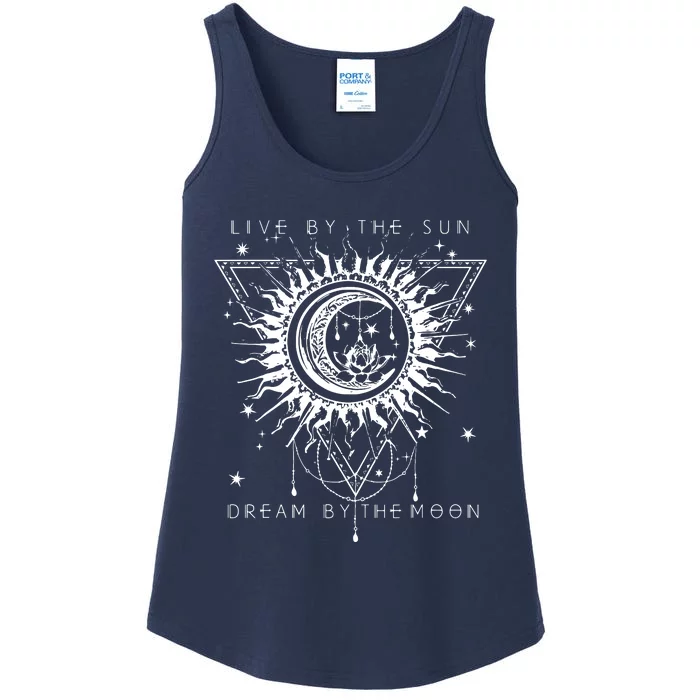 Live By The Sun Dream By The Moon Boho Graphic Ladies Essential Tank