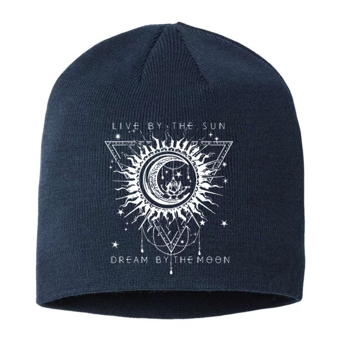 Live By The Sun Dream By The Moon Boho Graphic 8 1/2in Sustainable Knit Beanie