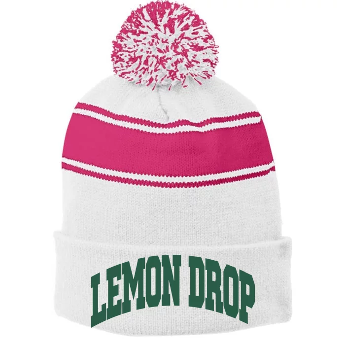 Lemons By Tay Lemon Drop Stripe Pom Pom Beanie