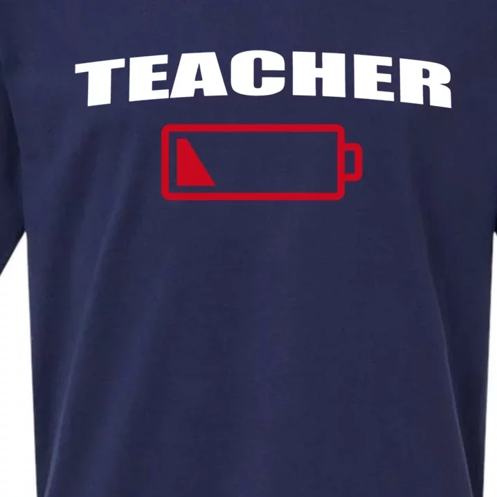 Low Battery Teacher Professional Teacher Life Career Gift Sueded Cloud Jersey T-Shirt