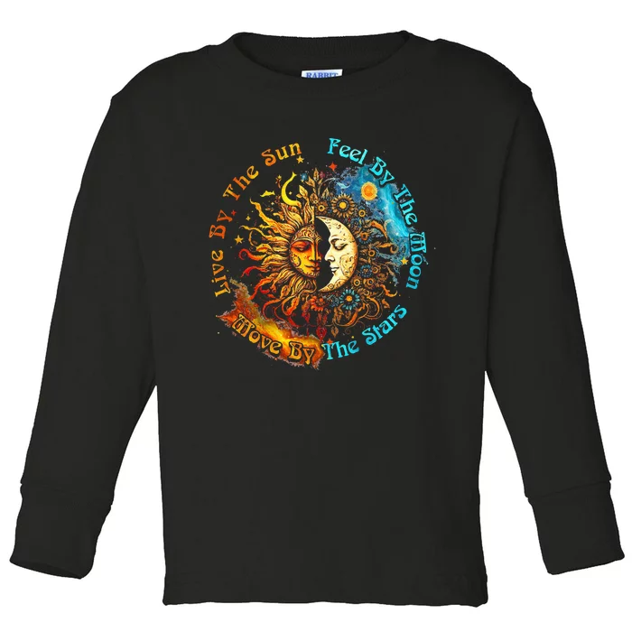 Live By The Sun Feel By The Moon Spirituality Toddler Long Sleeve Shirt