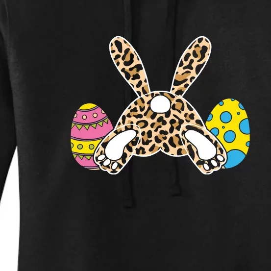 Leopard Bunny Tail Funny Easter Day Gift Funny Egg Women's Pullover Hoodie