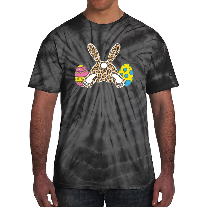 Leopard Bunny Tail Funny Easter Day Gift Funny Egg Tie-Dye T-Shirt