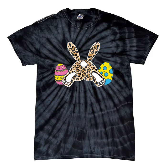 Leopard Bunny Tail Funny Easter Day Gift Funny Egg Tie-Dye T-Shirt