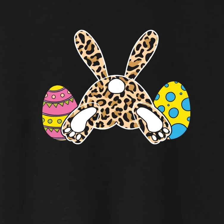 Leopard Bunny Tail Funny Easter Day Gift Funny Egg Women's Crop Top Tee