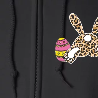 Leopard Bunny Tail Funny Easter Day Gift Funny Egg Full Zip Hoodie