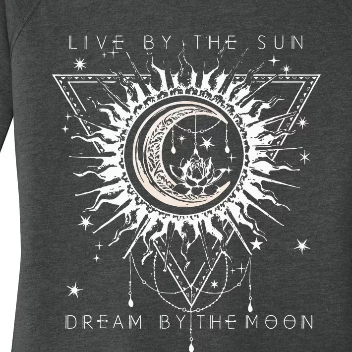 Live By The Sun Dream By The Moon Moon Moon Boho Women's Perfect Tri Tunic Long Sleeve Shirt