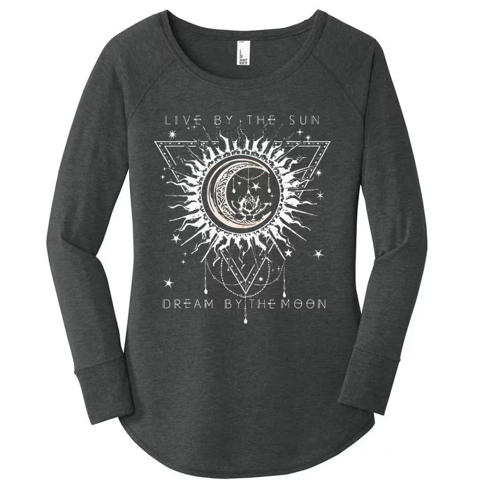 Live By The Sun Dream By The Moon Moon Moon Boho Women's Perfect Tri Tunic Long Sleeve Shirt