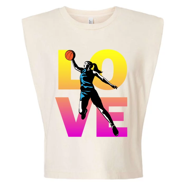 Love Basketball Teen Girls Gift Garment-Dyed Women's Muscle Tee