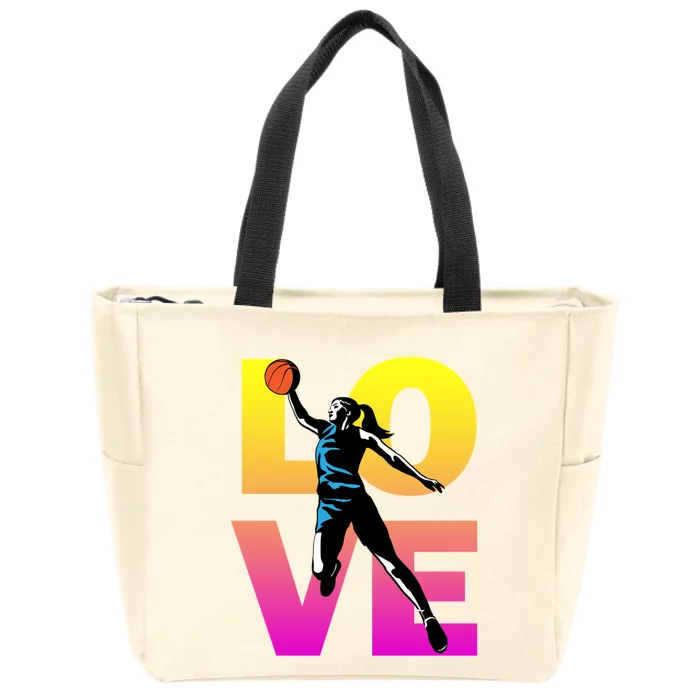 Love Basketball Teen Girls Gift Zip Tote Bag