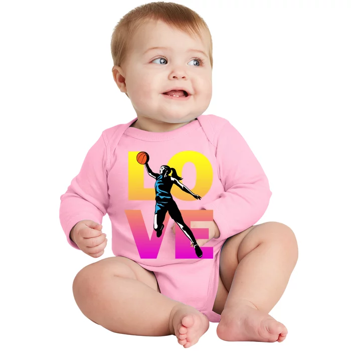 Love Basketball Teen Girls Gift Baby Long Sleeve Bodysuit