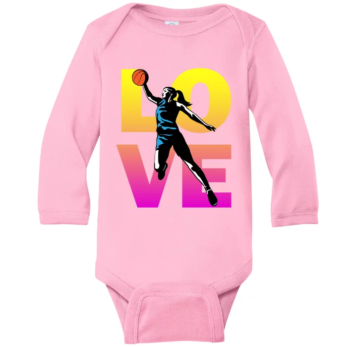 Love Basketball Teen Girls Gift Baby Long Sleeve Bodysuit