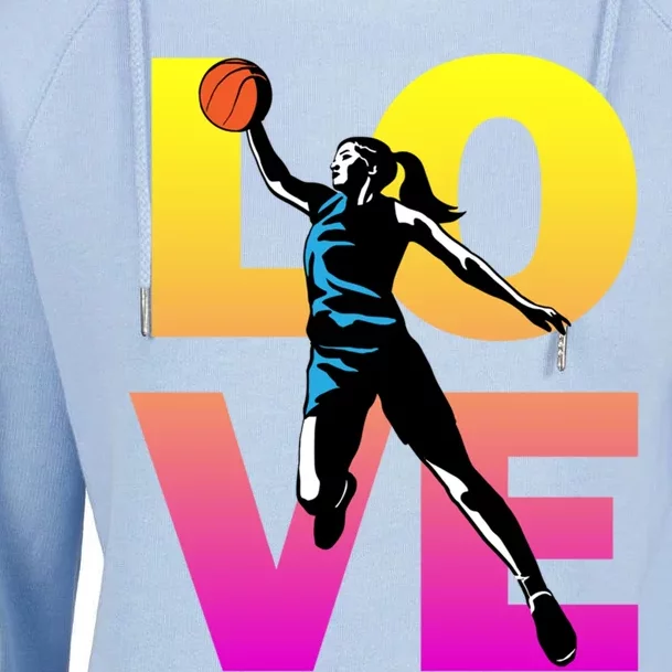 Love Basketball Teen Girls Gift Womens Funnel Neck Pullover Hood