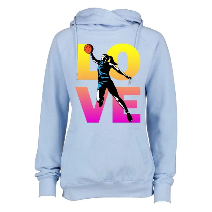 Love Basketball Teen Girls Gift Womens Funnel Neck Pullover Hood