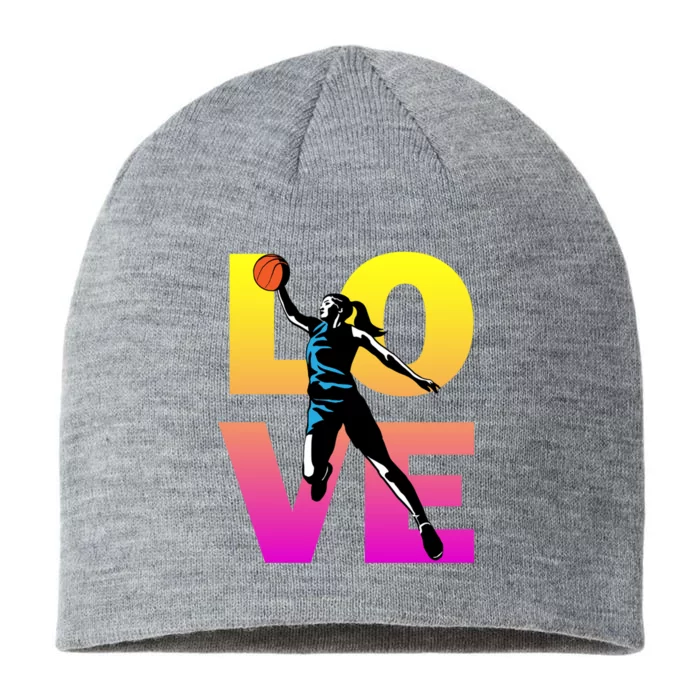 Love Basketball Teen Girls Gift 8 1/2in Sustainable Knit Beanie