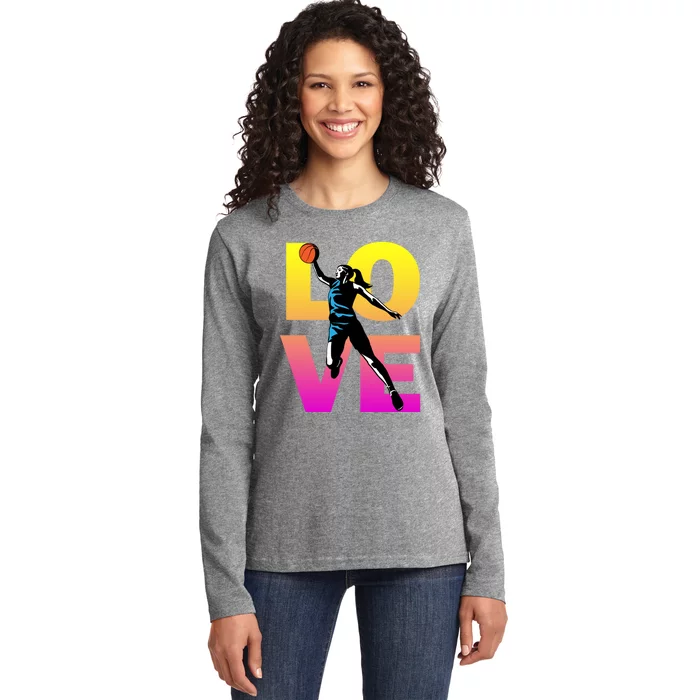 Love Basketball Teen Girls Gift Ladies Long Sleeve Shirt