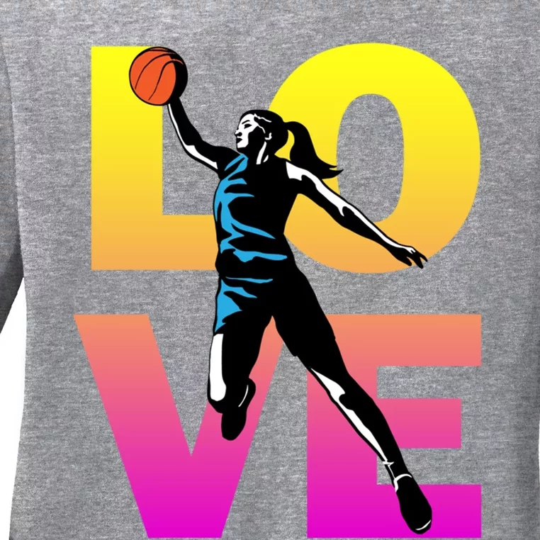 Love Basketball Teen Girls Gift Ladies Long Sleeve Shirt