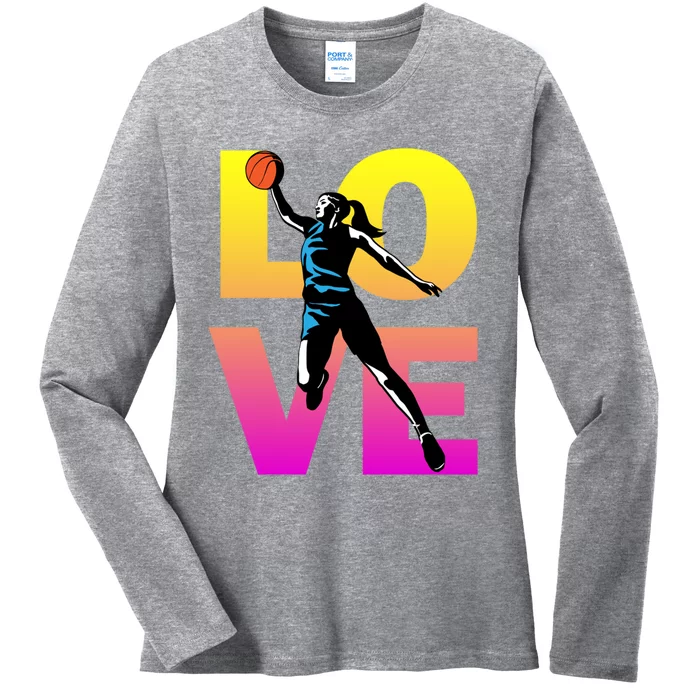 Love Basketball Teen Girls Gift Ladies Long Sleeve Shirt