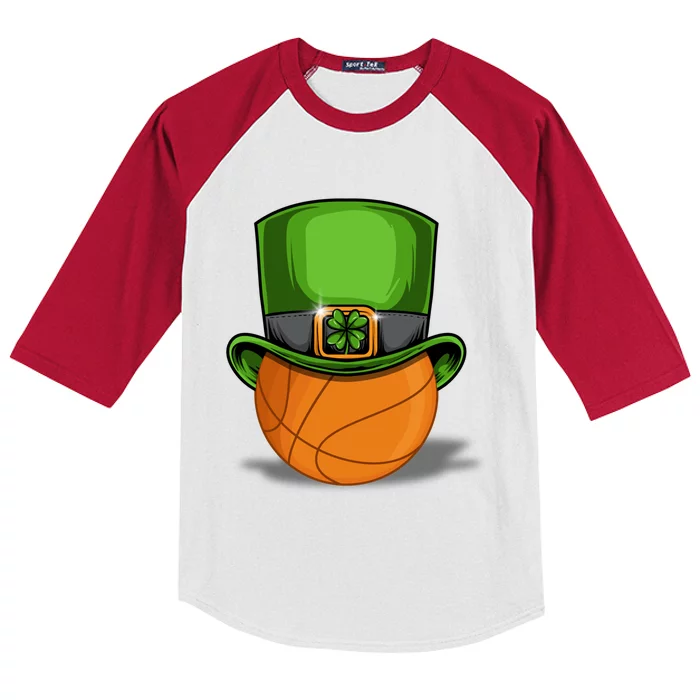 Leprechaun Basketball Tee St Patrick' Day Gift Kids Colorblock Raglan Jersey