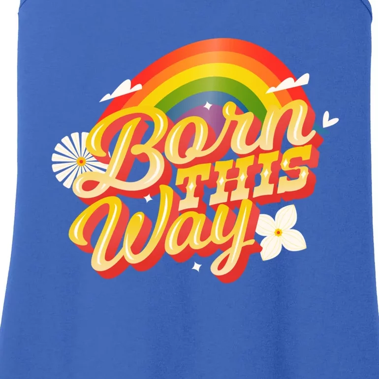 Lgbtq Born This Way Rainbow Flag Lgbt Flower Flag Design Funny Gift Ladies Essential Tank