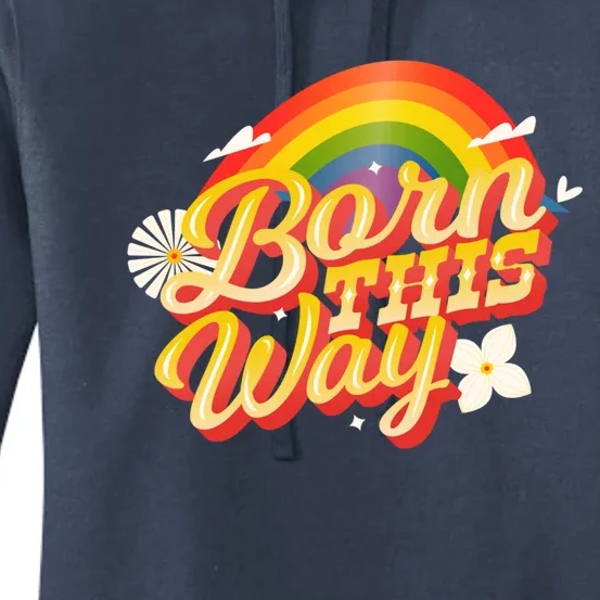 Lgbtq Born This Way Rainbow Flag Lgbt Flower Flag Design Funny Gift Women's Pullover Hoodie