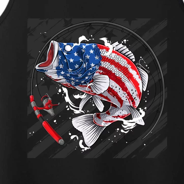 Largemouth Bass USA Flag Imprint Performance Tank