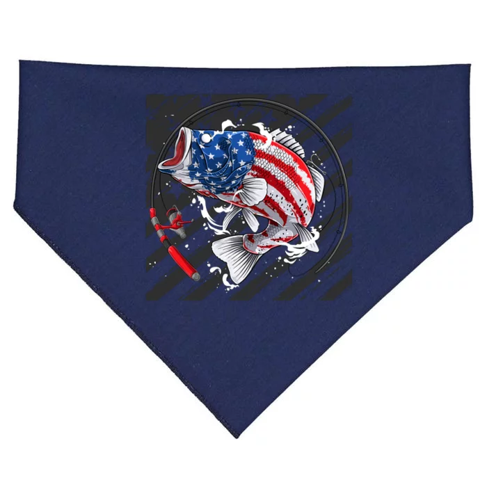 Largemouth Bass USA Flag Imprint USA-Made Doggie Bandana