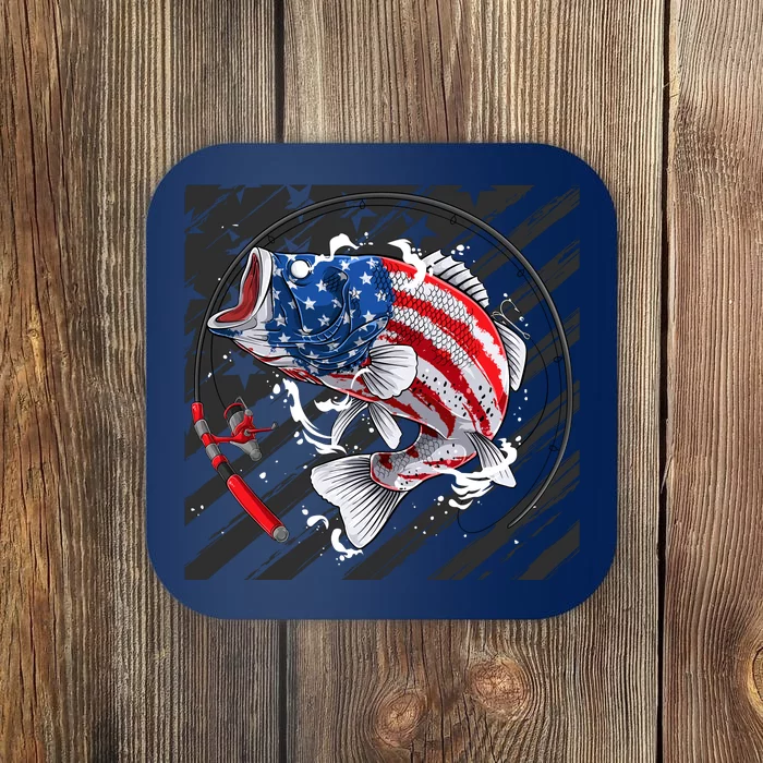 Largemouth Bass USA Flag Imprint Coaster