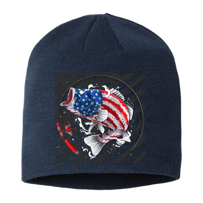 Largemouth Bass USA Flag Imprint 8 1/2in Sustainable Knit Beanie