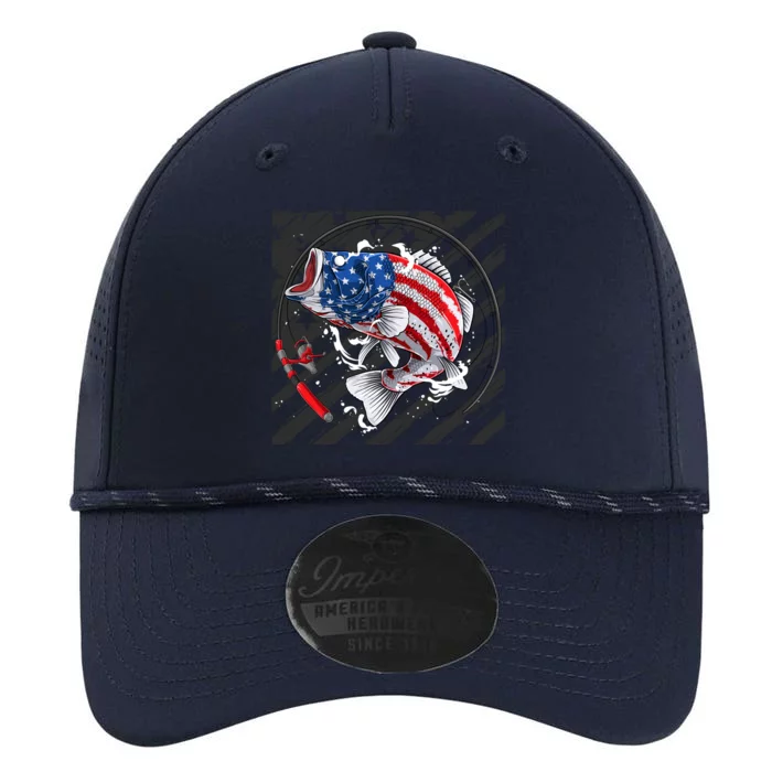 Largemouth Bass USA Flag Imprint Performance The Dyno Cap