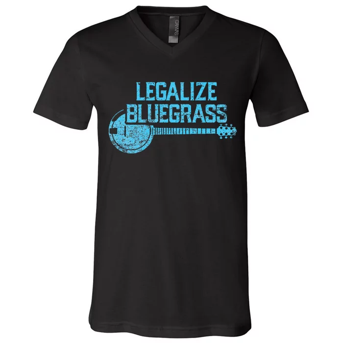 Legalize Bluegrass! Vintage Graphic Design Music Fan V-Neck T-Shirt