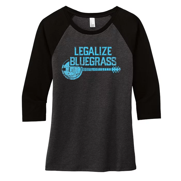 Legalize Bluegrass! Vintage Graphic Design Music Fan Women's Tri-Blend 3/4-Sleeve Raglan Shirt