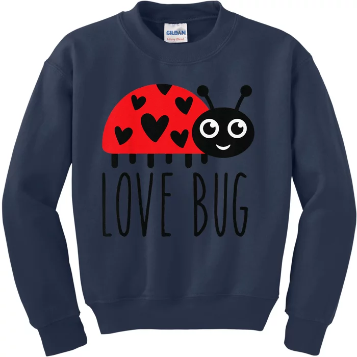 Love Bug Valentine's Day, Cute Ladybug With Hearts Gift Kids Sweatshirt