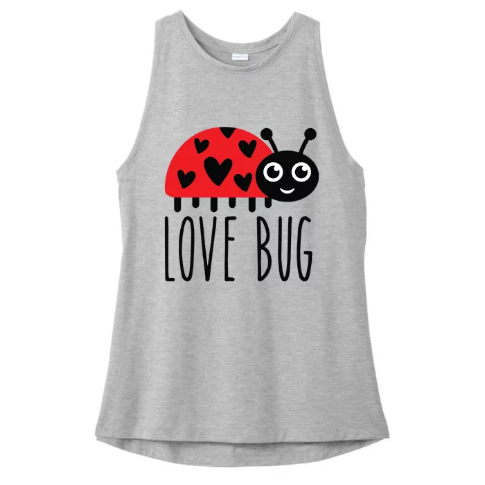 Love Bug Valentine's Day, Cute Ladybug With Hearts Gift Ladies Tri-Blend Wicking Tank