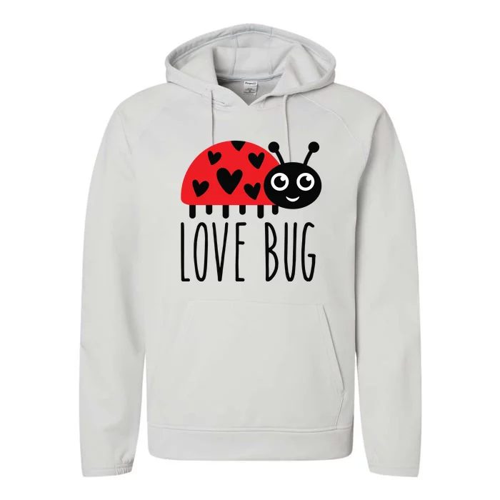 Love Bug Valentine's Day, Cute Ladybug With Hearts Gift Performance Fleece Hoodie