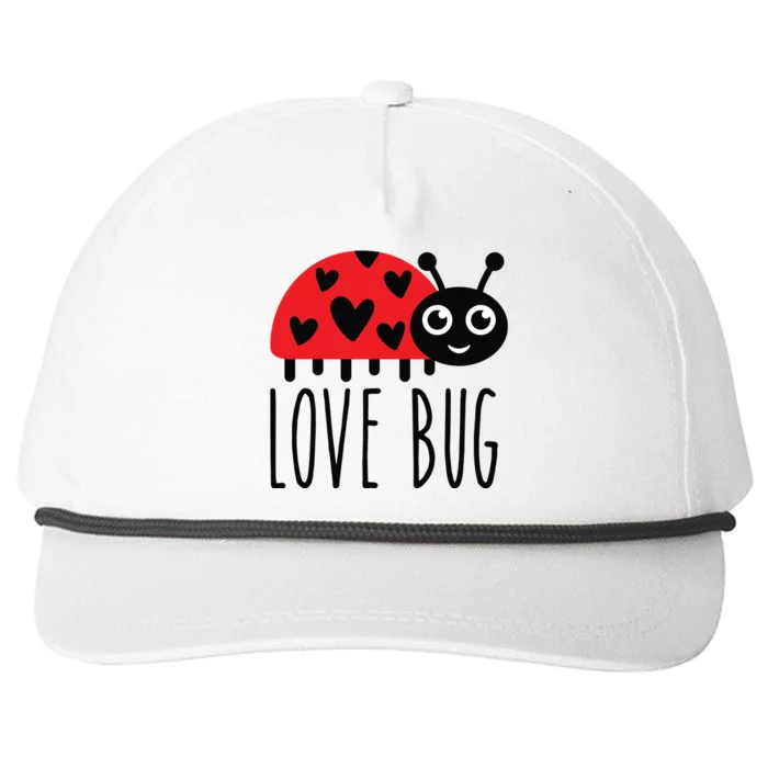 Love Bug Valentine's Day, Cute Ladybug With Hearts Gift Snapback Five-Panel Rope Hat